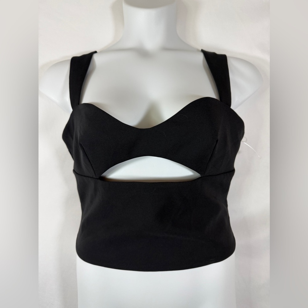 Fashion Nova Black Let's Work It Out Sweetheart Neckline Crop Top SKU0473